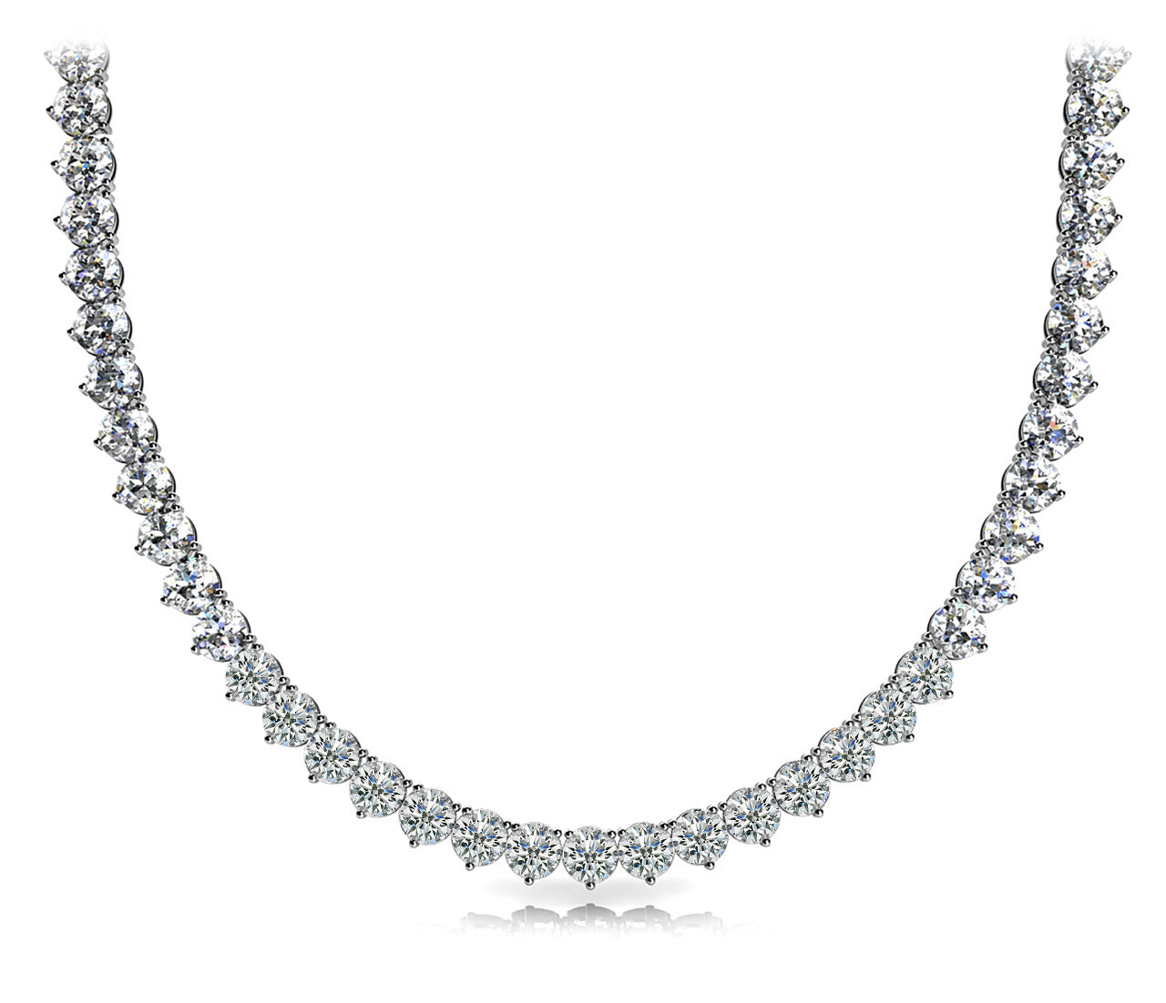 14K White Gold Diamond Riviera Necklace