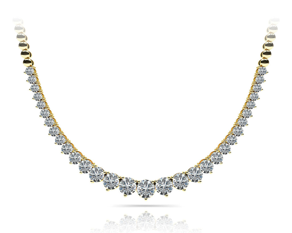 18K Yellow Gold Diamond Graduated Necklace