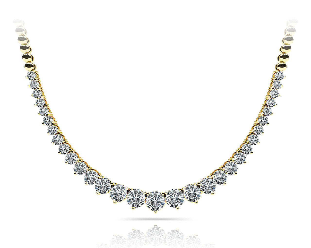 18K Yellow Gold Diamond Graduated Necklace