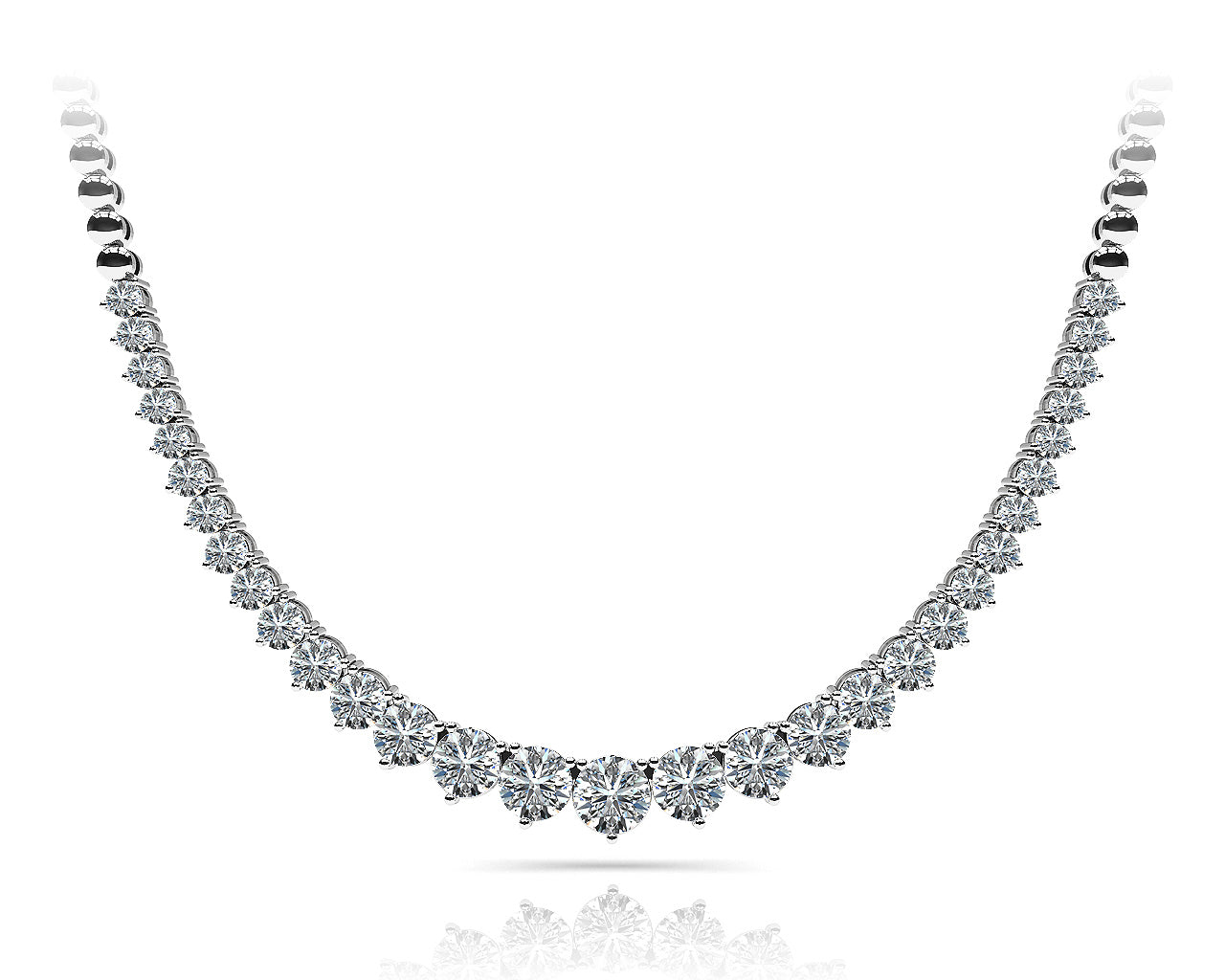 14K White Gold Round Diamond Fashion Necklace