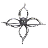 Sterling Silver Tahitian Pearl Brooch