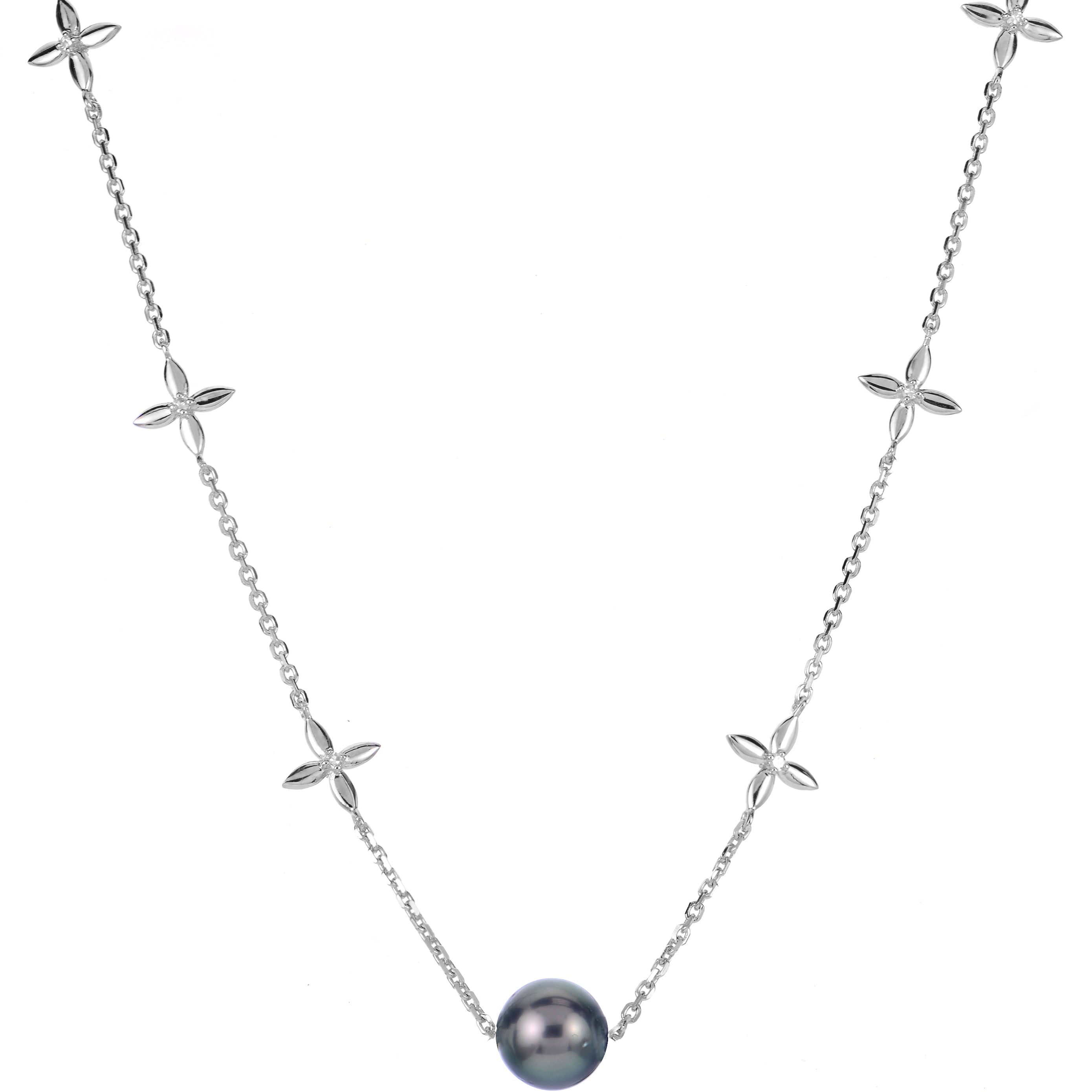 Sterling Silver Tahitian Pearl Necklace