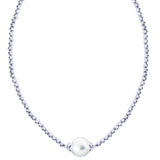 Sterling Silver Brilliance Bead Freshwater Pearl Solitaire Necklace