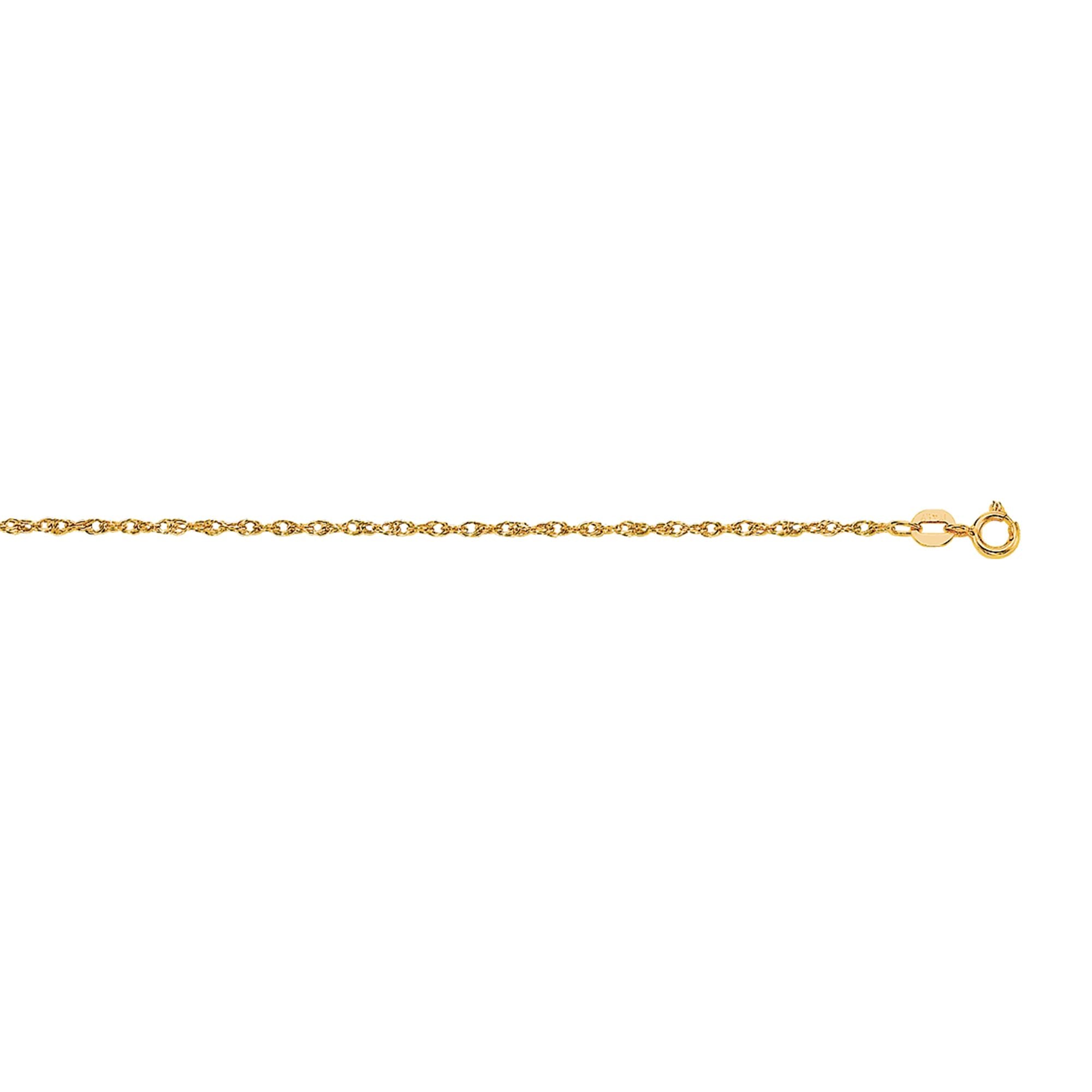 14K Gold 0.7mm Machine Rope Chain (Carded)