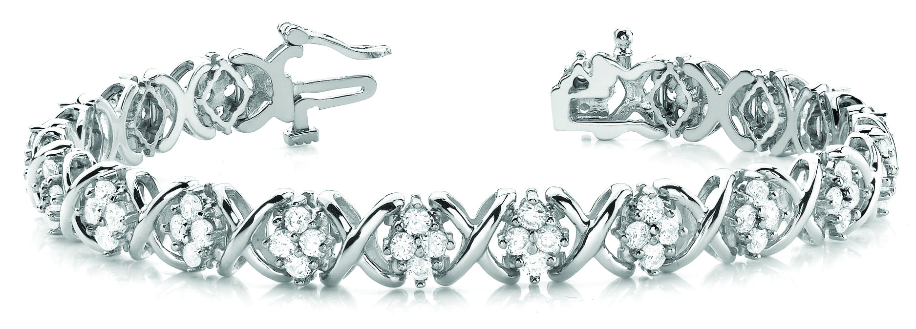 18K White Gold Round Diamond Fashion Bracelet