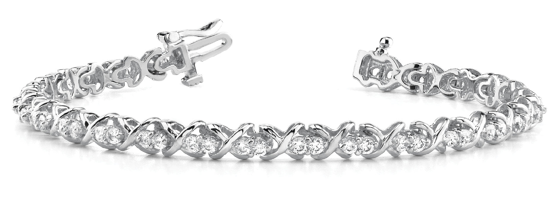 18K White Gold 1.4 ctw Diamond Line Bracelet