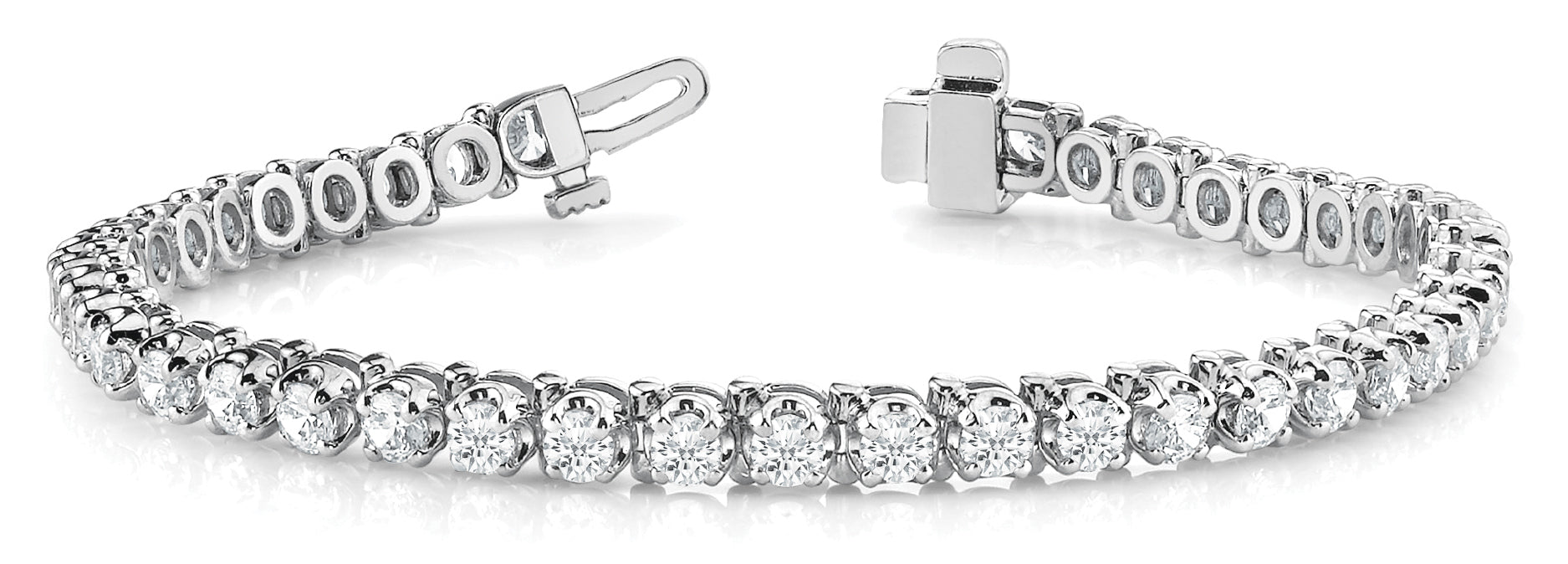 Platinum White Diamond In-Line Tennis Bracelet