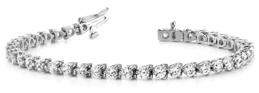 14K White Gold Round Diamond Tennis Bracelet