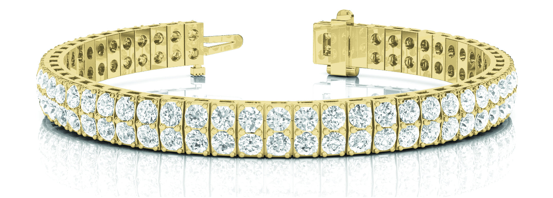 14K Yellow Gold 15ct Multi-Row Diamond Bracelet
