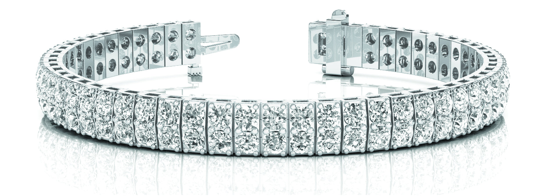 18K White Gold 15ct Diamond Multi-Row Tennis Bracelet