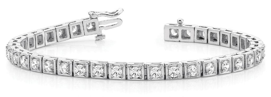 18K White Gold Diamond In-Line Fashion Bracelet