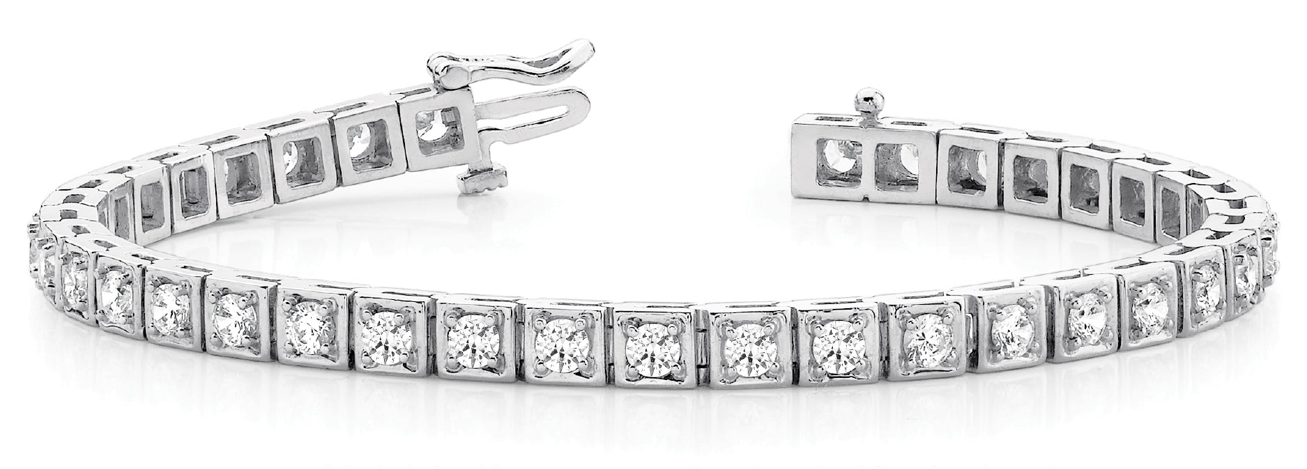 18K White Gold Diamond In-Line Fashion Bracelet