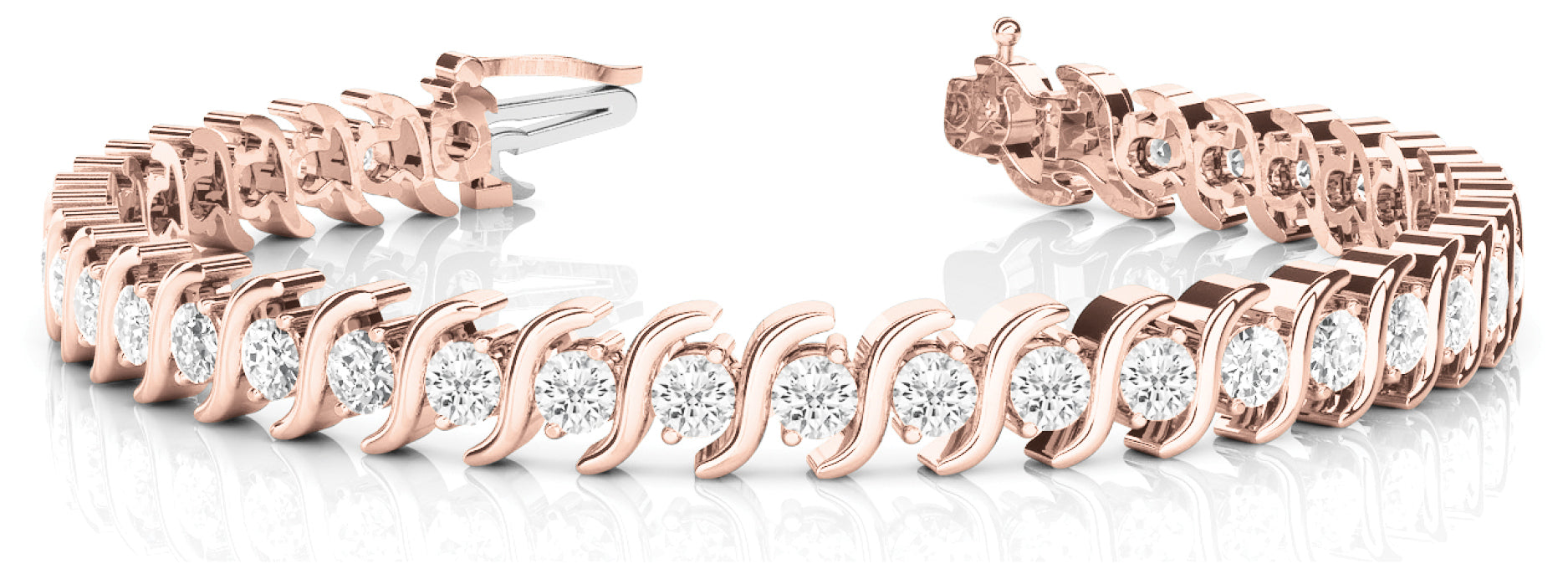 Rose Gold 3/4 CT Diamond S-Link Fashion Bracelet