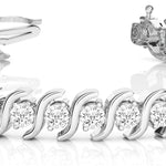 Multi-Diamond Round Link Fashion Bracelet