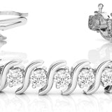 Multi-Diamond Round Link Fashion Bracelet