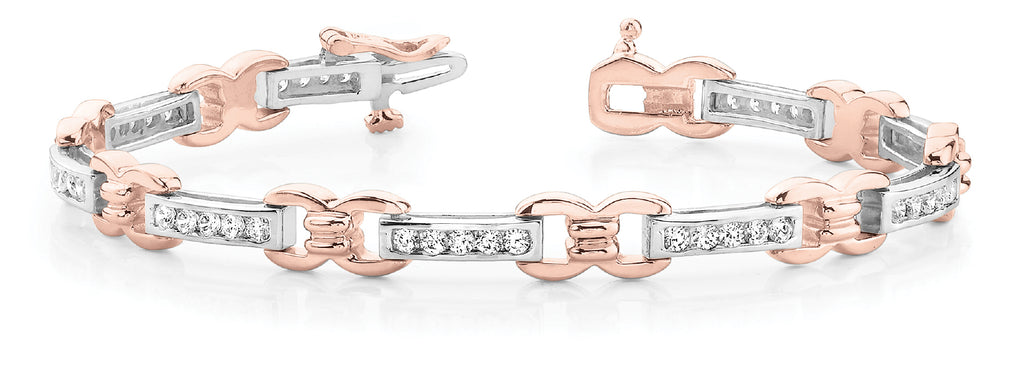 18K Rose Gold Round Diamond Fashion Bracelet