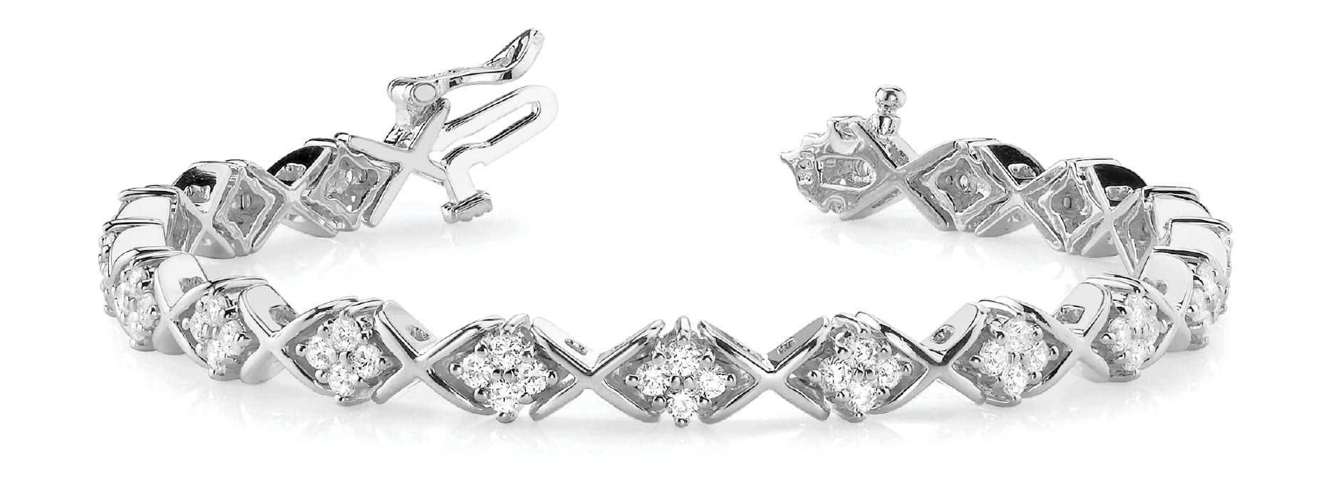 Platinum White Diamond In-Line Fashion Bracelet