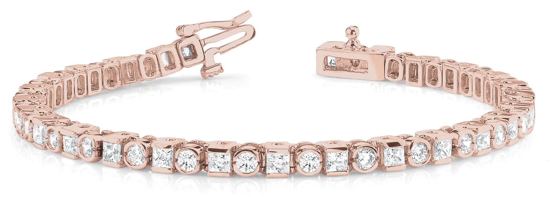 18K Rose Gold 4ct Diamond Bezel Bracelet