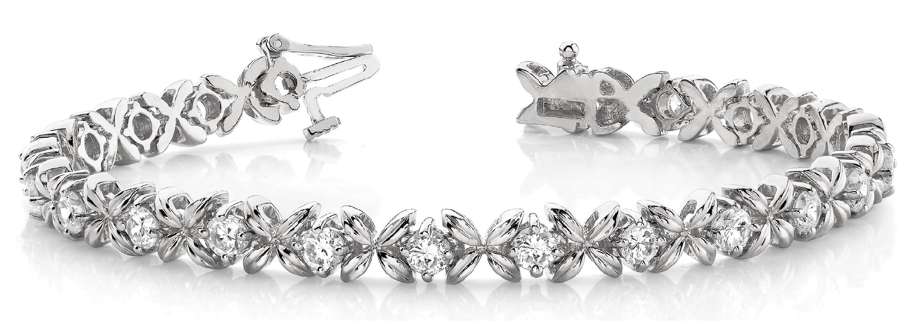 Platinum 2ctw Round Diamond In-Line Fashion Bracelet