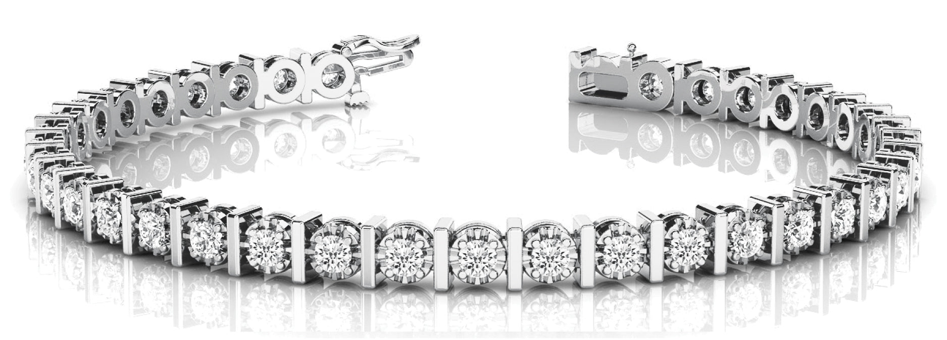 18K White Gold 1/2 CT Diamond Bar Bracelet