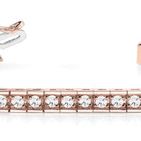 14K Rose Gold Round Diamond Tennis Bracelet