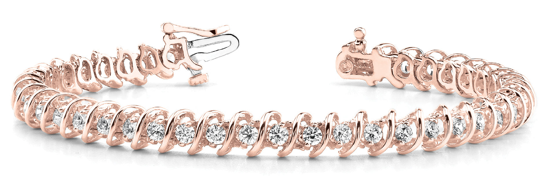 14K Rose Gold 1/2 ct Diamond S-Link Bracelet