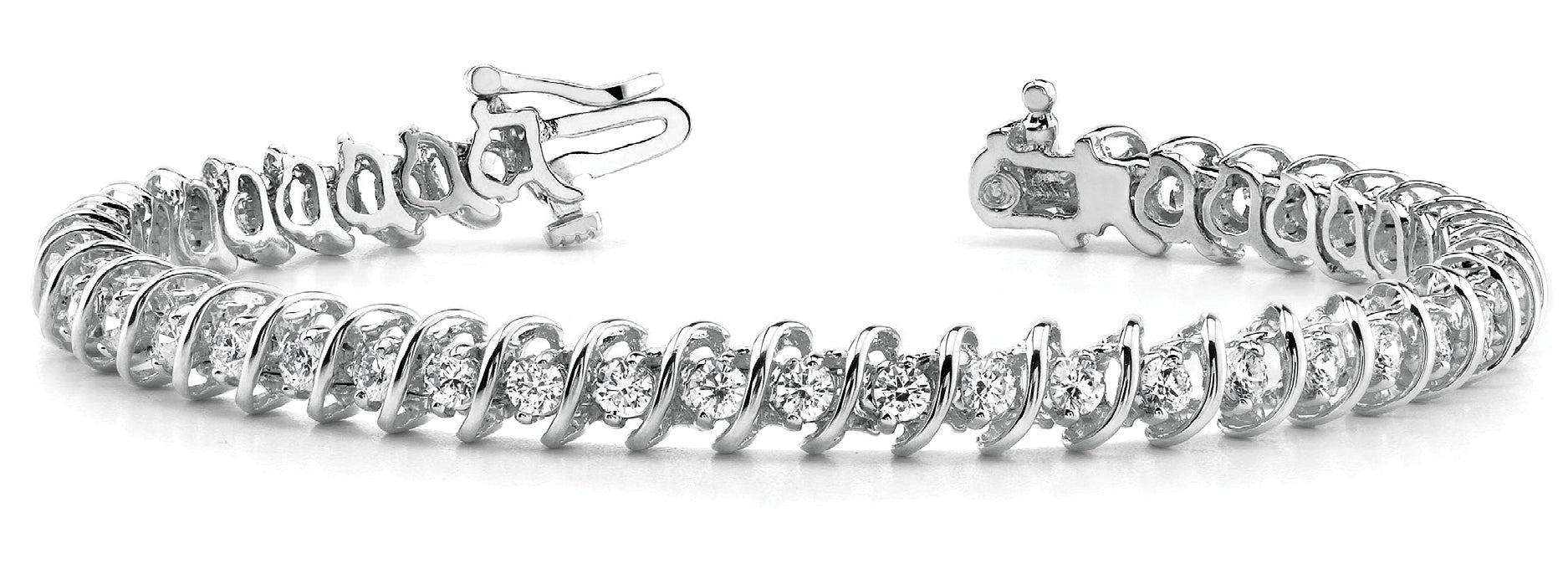 18K White Gold 1/2 CT Diamond S-Link Bracelet