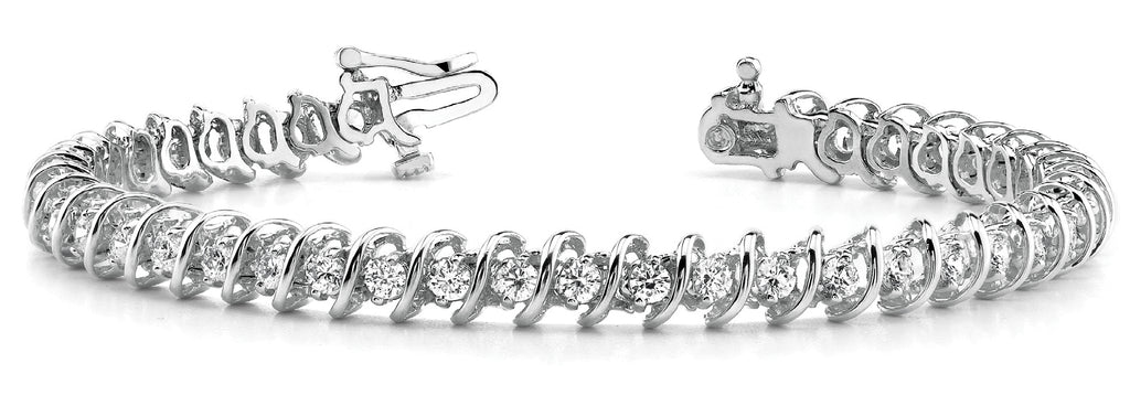 14K White Gold Diamond S-Link Fashion Bracelet
