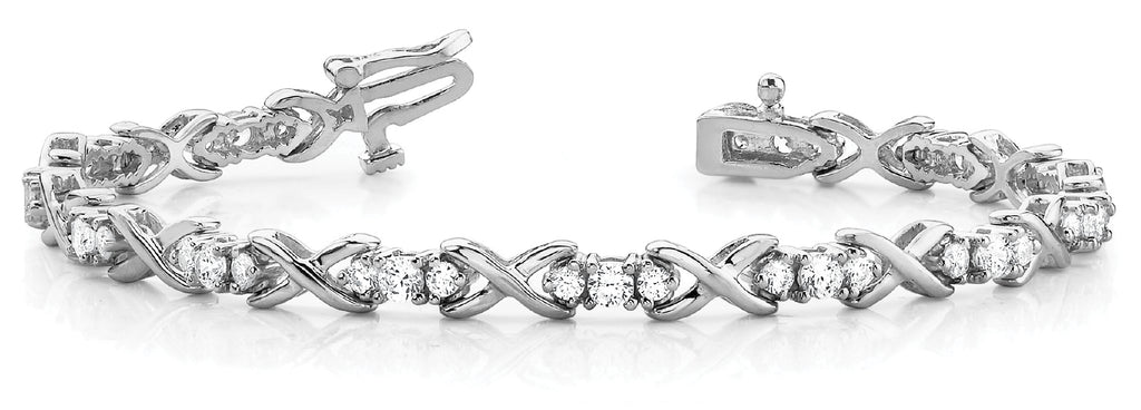 18K White Gold 2ctw Round Diamond In-Line Bracelet