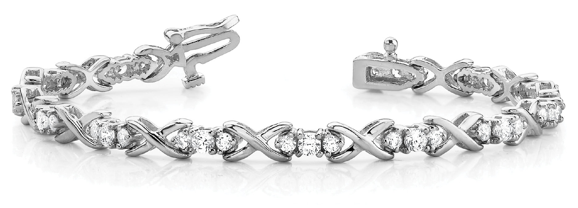 18K White Gold 2ctw Round Diamond In-Line Bracelet