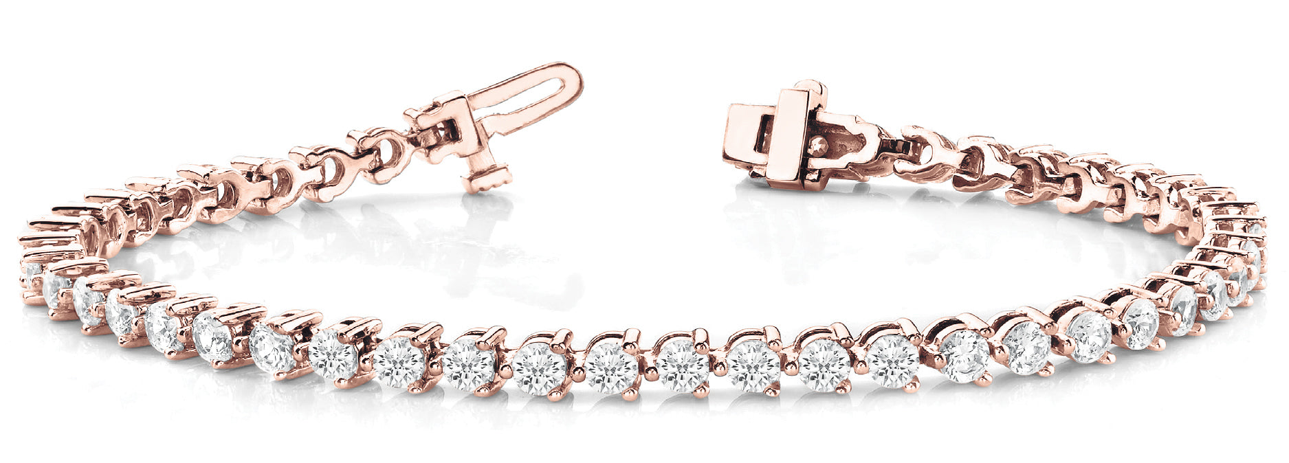 14K Rose Gold Round Diamond Fashion Bracelet