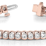 14K Rose Gold 3ctw Round Diamond Line Bracelet