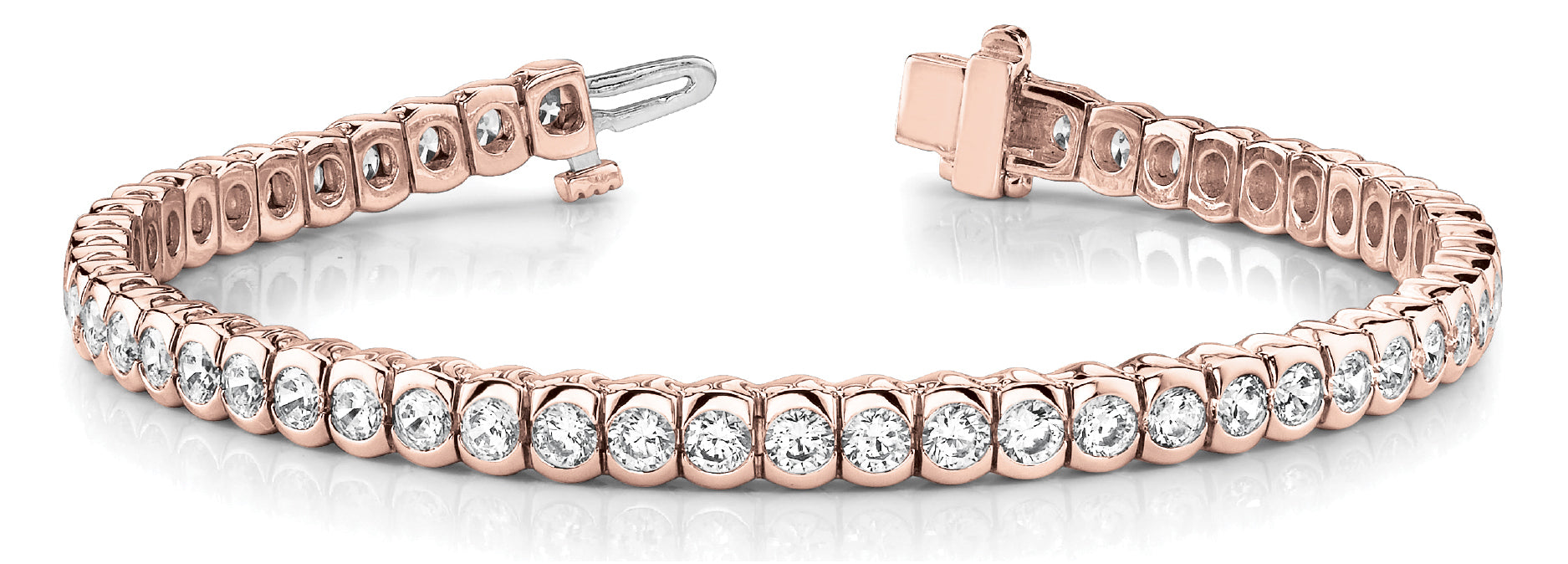 14K Rose Gold 3ctw Round Diamond Line Bracelet