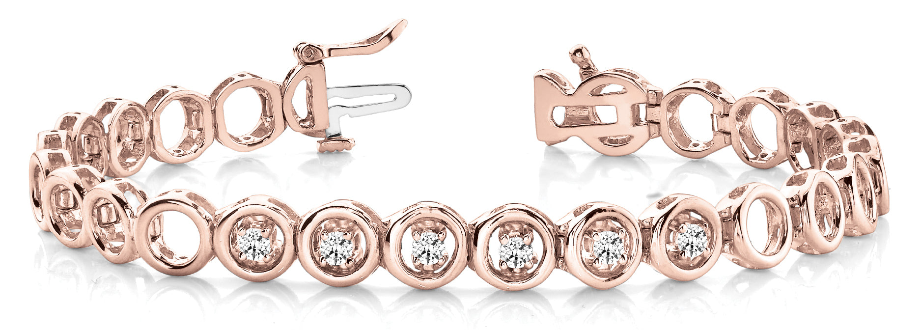 14K Rose Gold 1/4 CT Diamond In-Line Bracelet