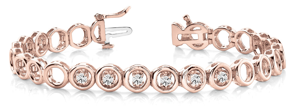 18K Rose Gold 1/4 CT Diamond Line Bracelet