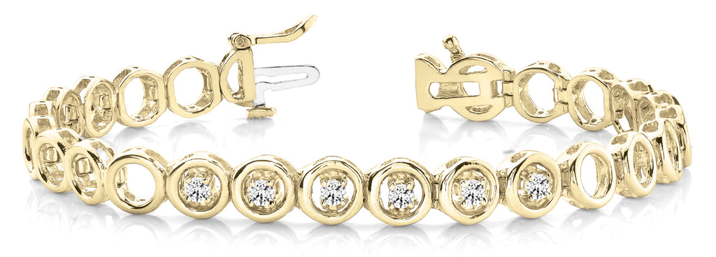 18K Yellow Gold 1/4 CT Diamond Line Bracelet