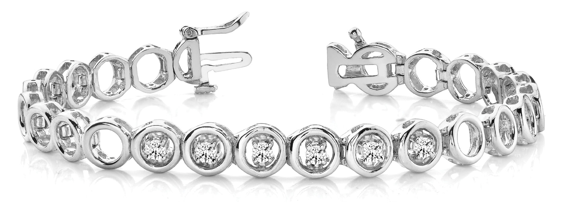 Platinum 1/4 ctw Round Diamond In-Line Bracelet
