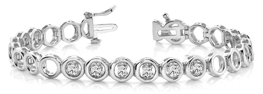 14K White Gold 1/4 CT Diamond In-Line Bracelet