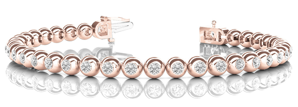 Rose Gold 1 CT Diamond Bezel Tennis Bracelet