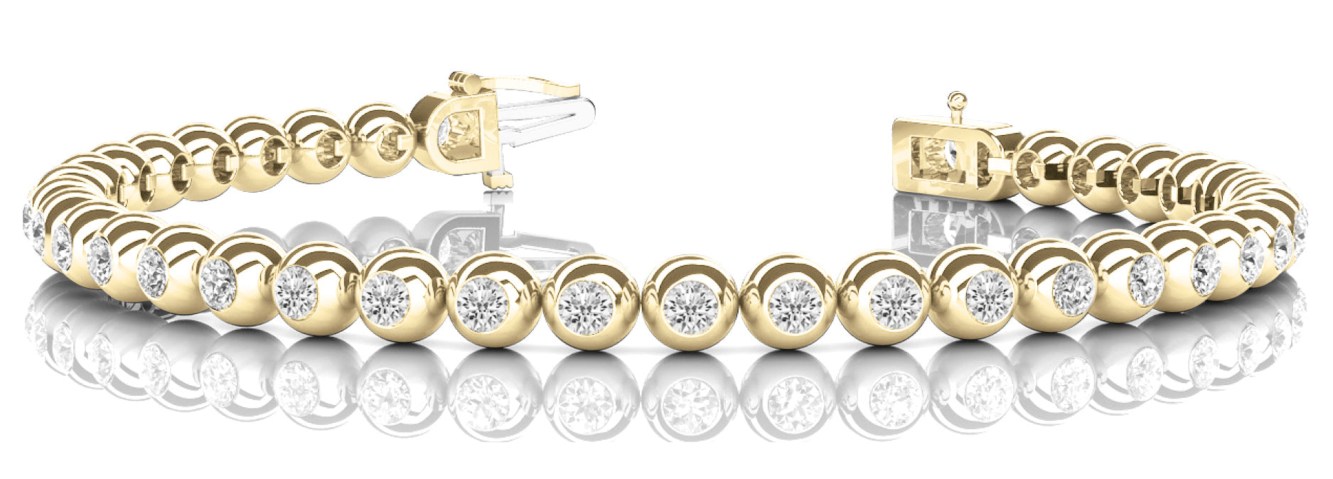 18K Yellow Gold 1 ct Diamond Line Bracelet