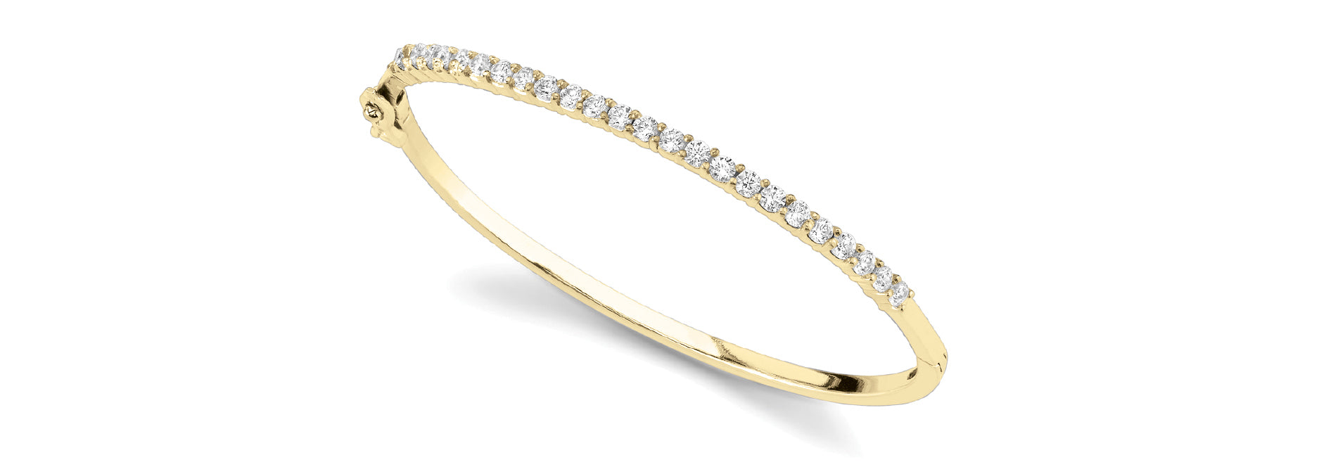 14K Yellow Gold 1ctw Round Diamond Bangle