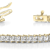 14K Yellow Gold Square Diamond Tennis Bracelet