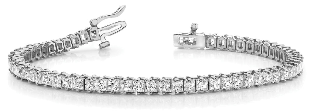 18K White Gold Square Diamond Tennis Bracelet