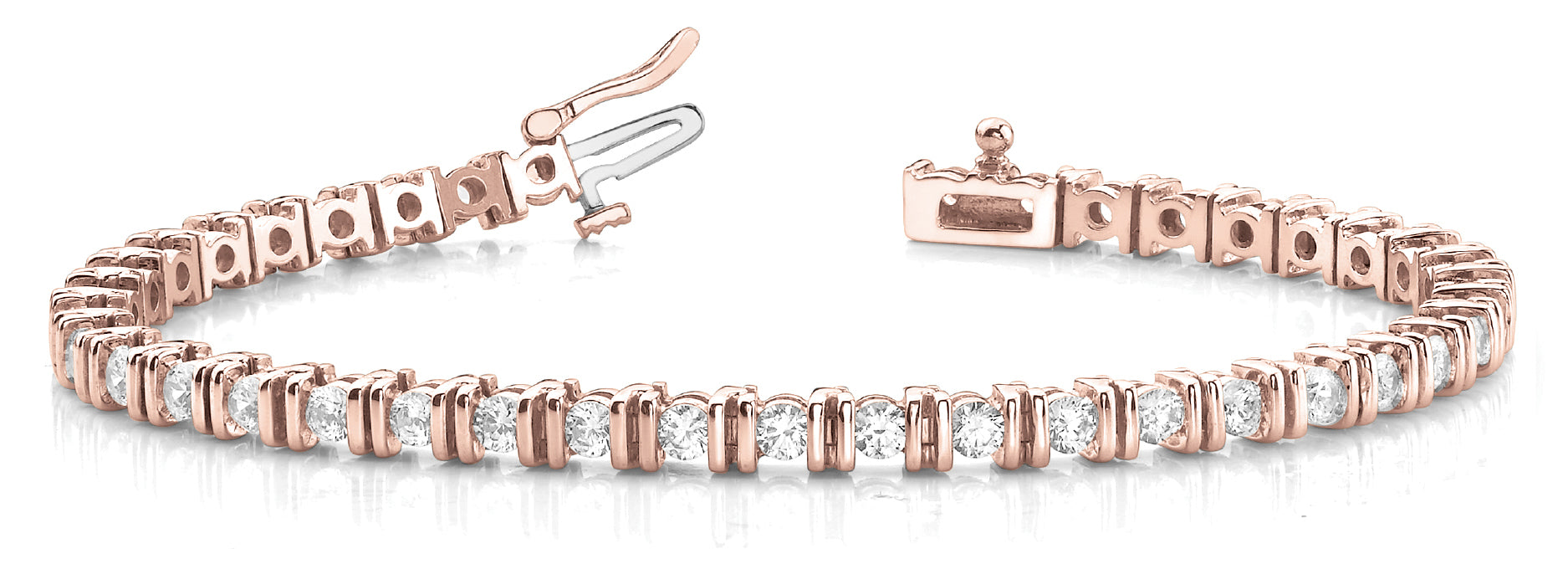 14K Rose Gold 3.20ctw Round Diamond In-Line Bracelet