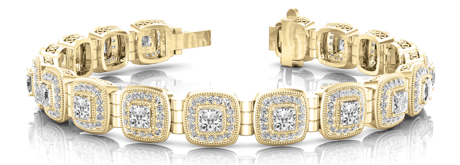 18K Yellow Gold Multi-Cut Diamond Fashion Bracelet