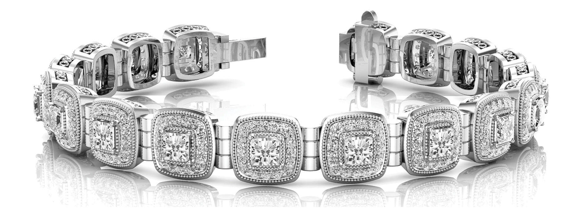 14K White Gold Multi-Diamond Fashion Bracelet