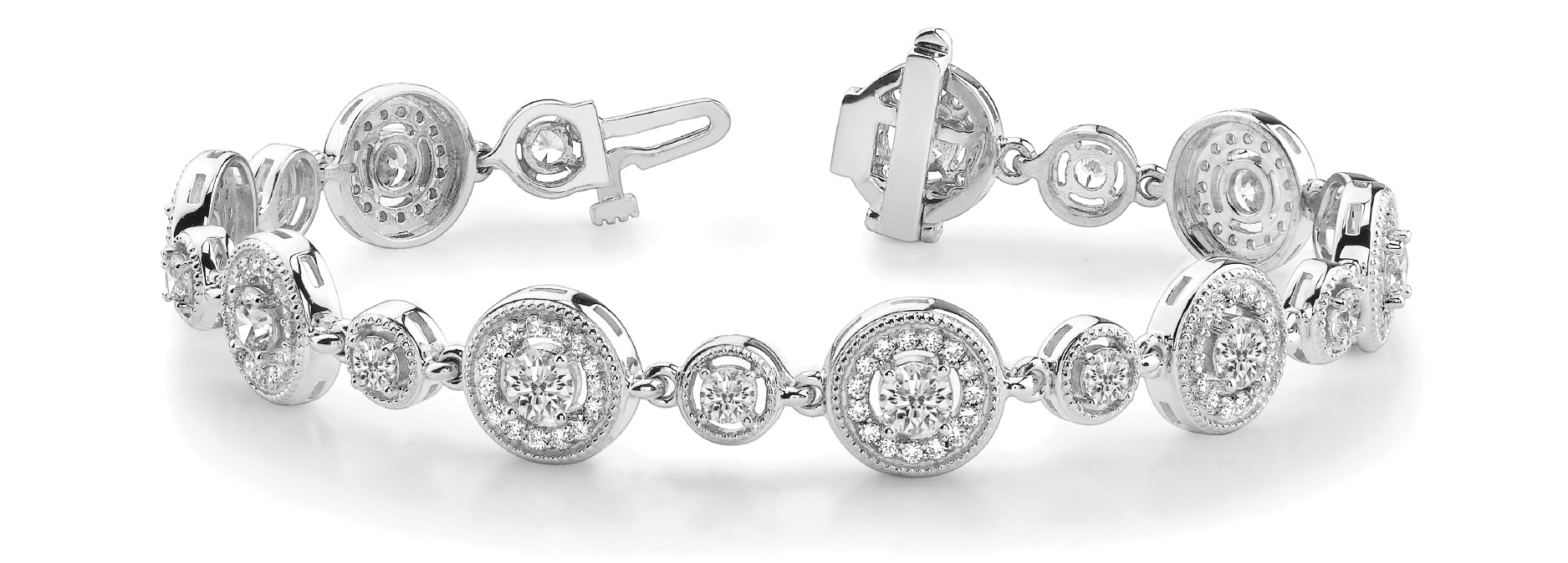 14K White Gold Vintage Diamond Tennis Bracelet