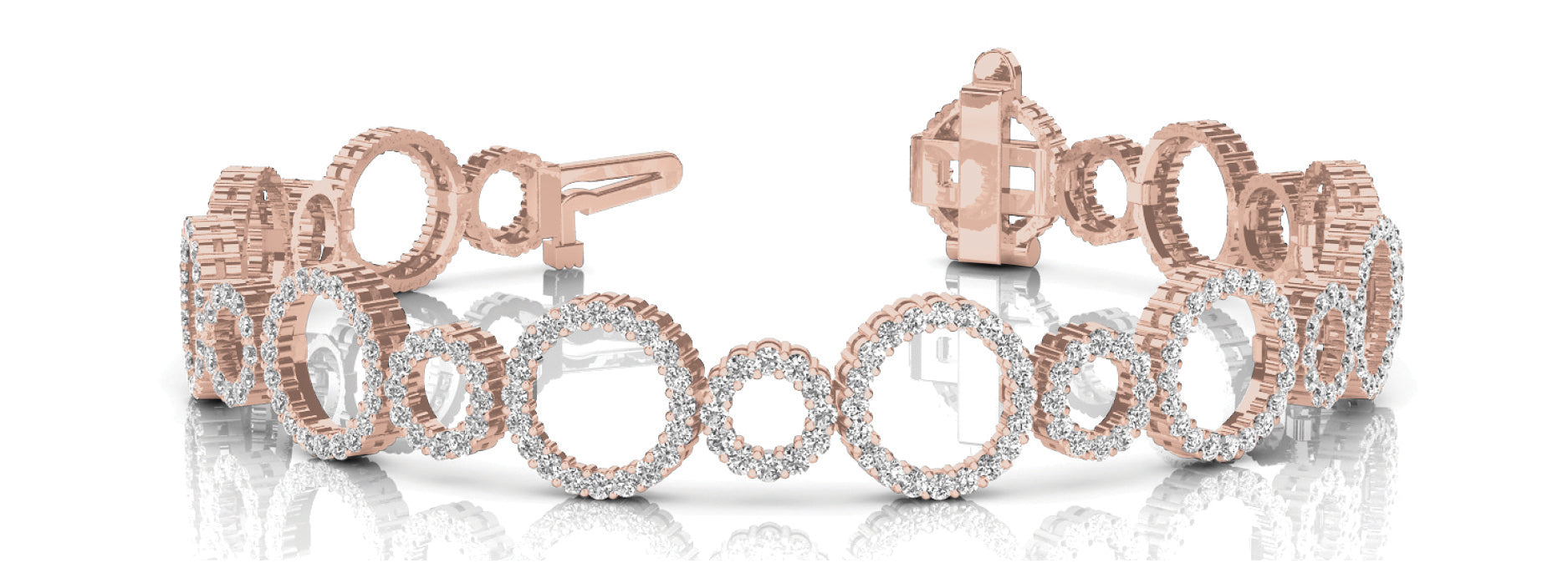 14K Rose Gold Multi-Diamond Fashion Bracelet