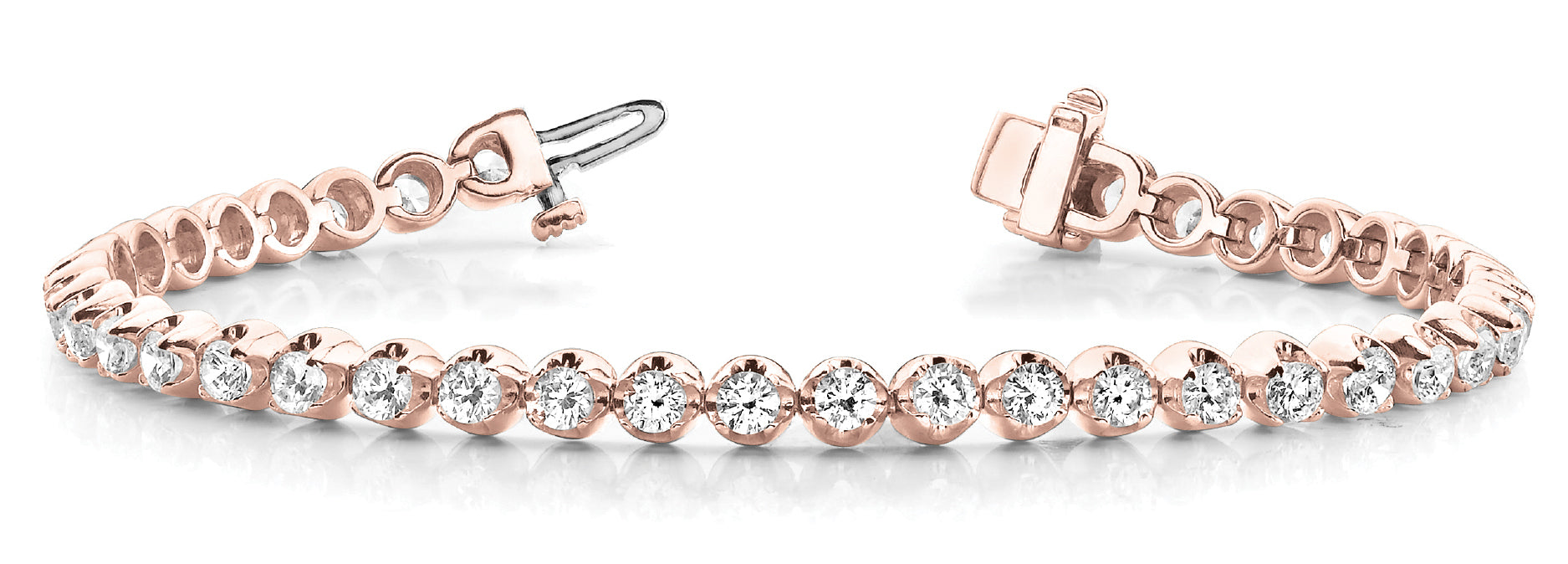 14K Rose Gold Round Diamond Fashion Bracelet