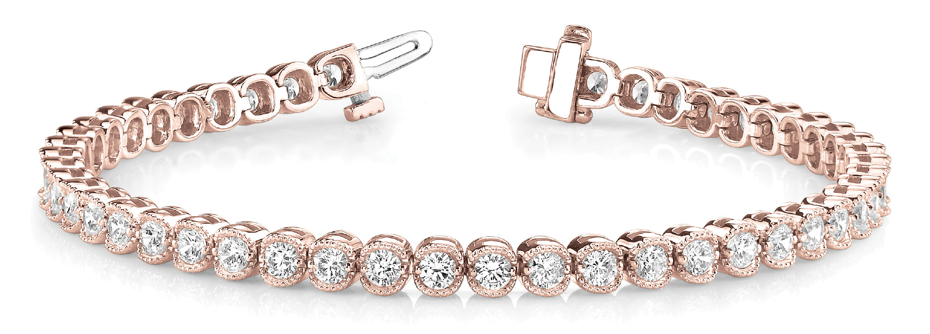 18K Rose Gold 2ctw Round Diamond Fashion Bracelet